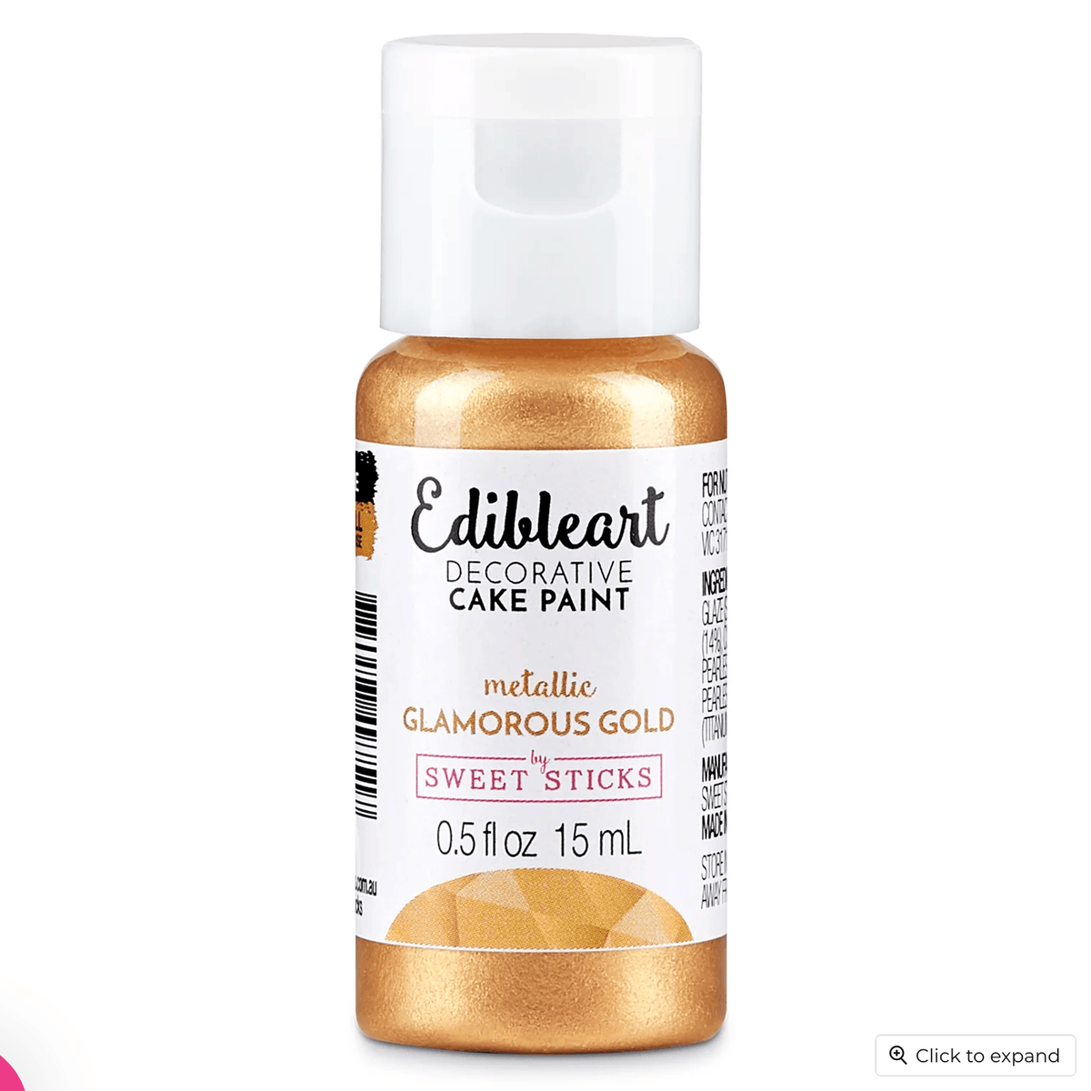 Sweet Sticks Metallic Glamorous Gold Cake Paint 15ml - Sweet Life Cake Supply