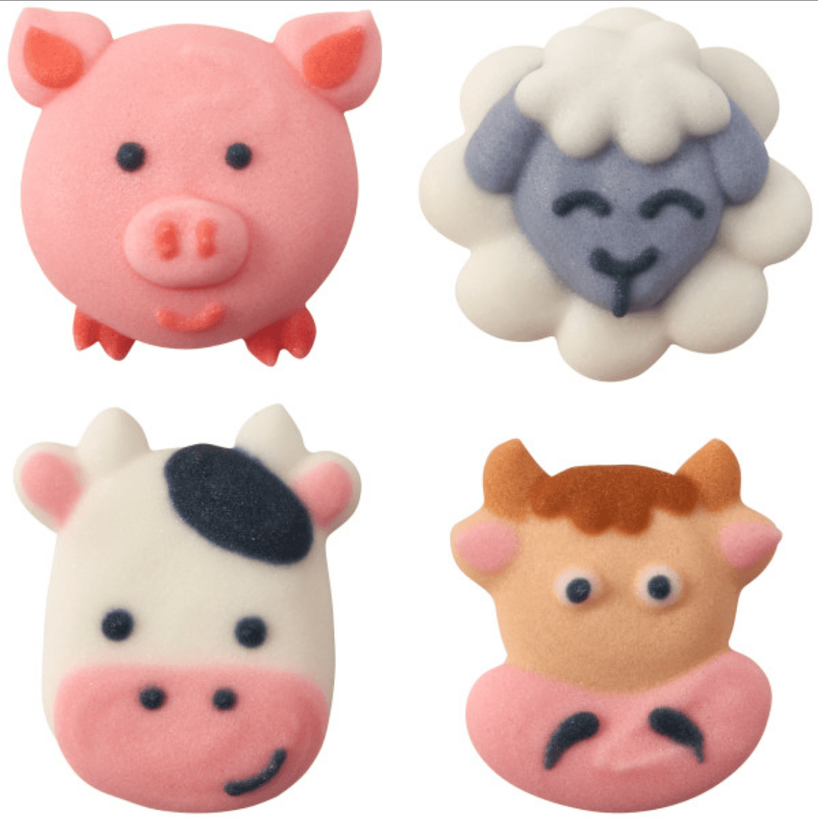 Royal Icing Toppers Barnyard Animals 4pcs - Sweet Life Cake Supply