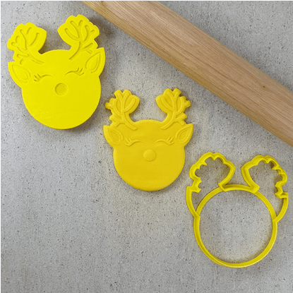 CCC Cutter & Embosser Set Rudolph Reindeer 3D - Sweet Life Cake Supply