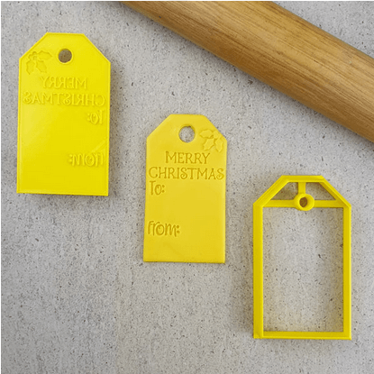 CCC Cutter & Embosser Set Merry Christmas Gift Tag - Sweet Life Cake Supply