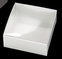 4” x 4” x 1 3/4” White Box With Clear Lid - Sweet Life Cake Supply