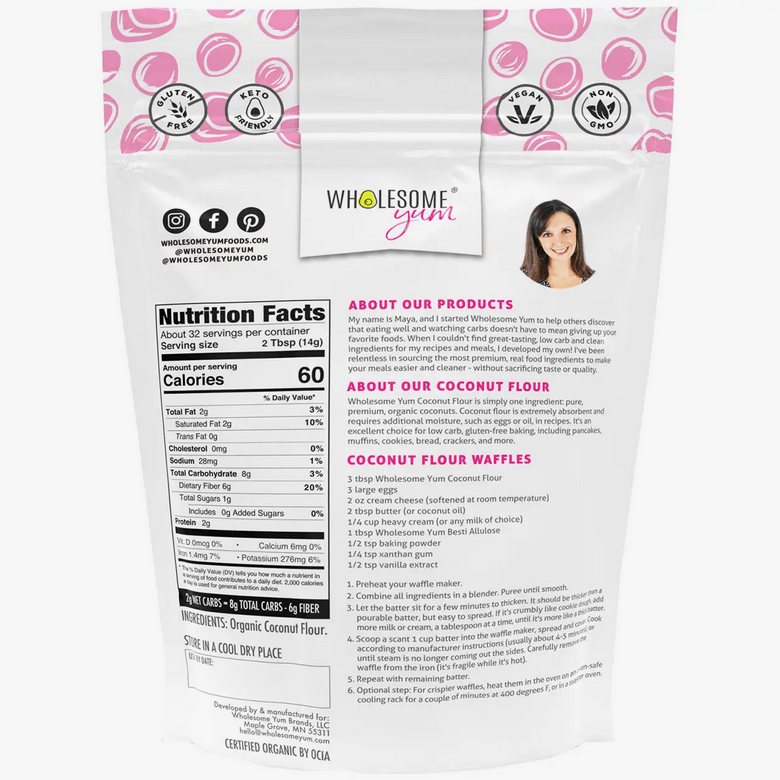 Wholesome Yum Organic Coconut Flour 1Lb *50% OFF* - Sweet Life Cake Supply
