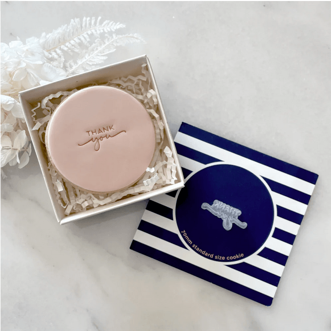 Little Biskut Thank You Tiny Text Stamp - Sweet Life Cake Supply