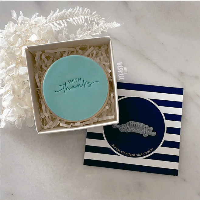 Little Biskut With Thanks Tiny Text Stamp - Sweet Life Cake Supply