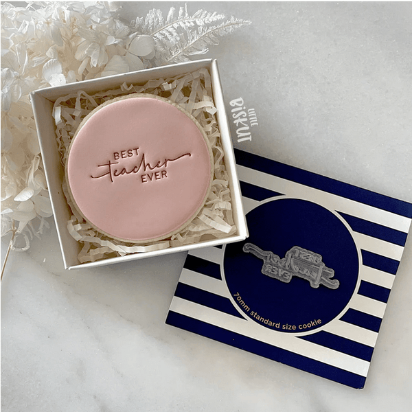 Little Biskut Best Teacher Ever Tiny Text Stamp - Sweet Life Cake Supply