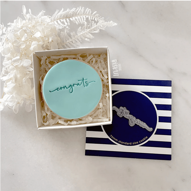 Little Biskut Congrats Tiny Text Stamp - Sweet Life Cake Supply