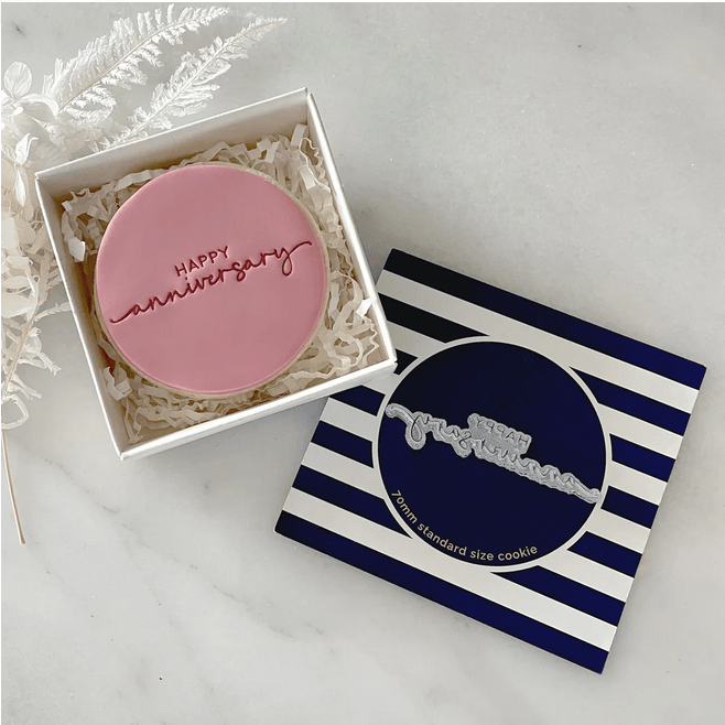 Little Biskut Happy Anniversary Tiny Text Stamp - Sweet Life Cake Supply