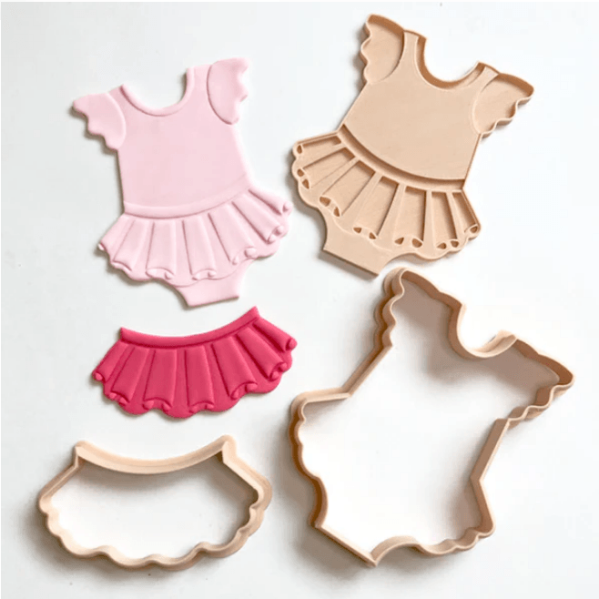 Little Biskut Onesie with Tutu Cutter & Embosser Set - Sweet Life Cake Supply