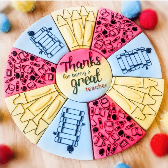 Bikkie Smalls Teacher Platter Debosser & Cutter Set - Sweet Life Cake Supply