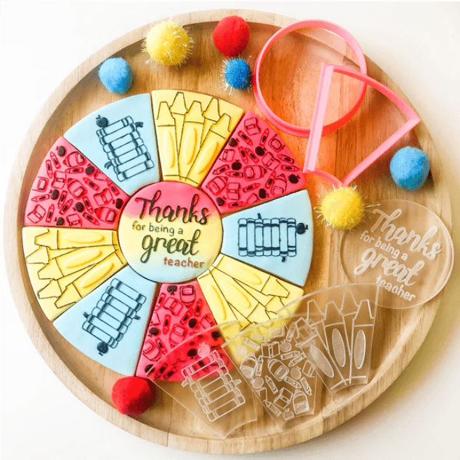 Bikkie Smalls Teacher Platter Debosser & Cutter Set - Sweet Life Cake Supply