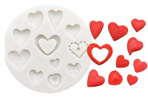 Silicone Mold Multi Heart Design 10pcs