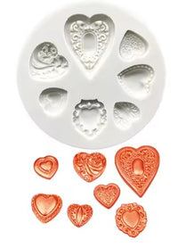 Silicone Mold Fancy Decorative Hearts 7pcs