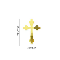 Acrylic Gold Beveled Edge Cross Cake Topper Layon