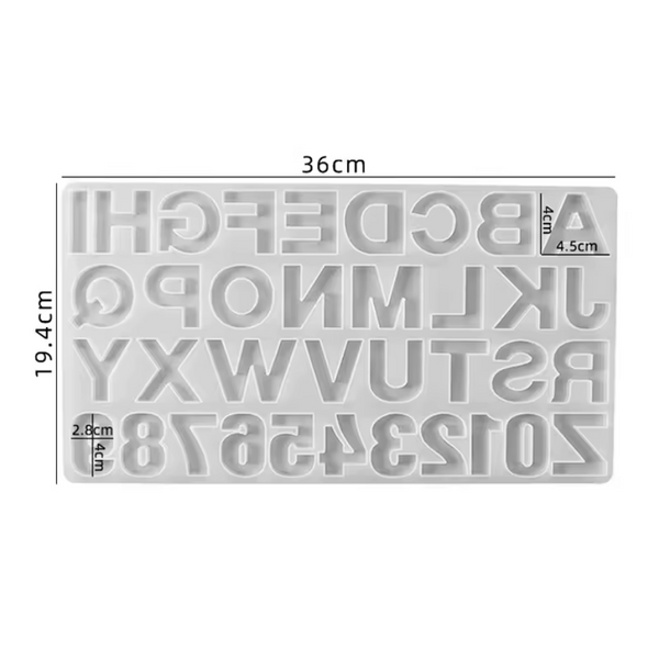 Silicone Mold Upper Case Block Letters & Numbers