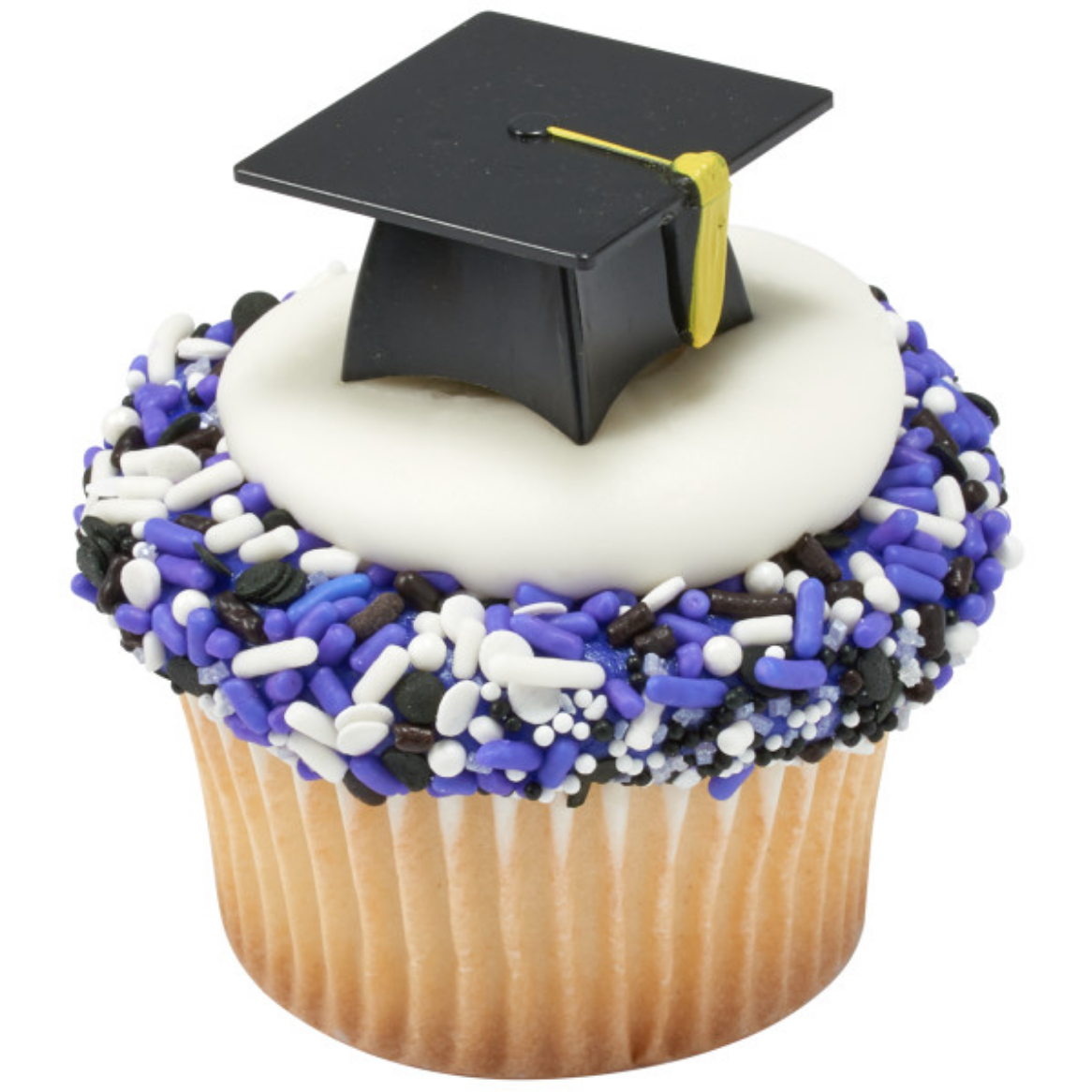 Black Grad Cap Cupcake Pics 6 Pcs