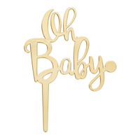 Acrylic Oh Baby Cake Topper Gold