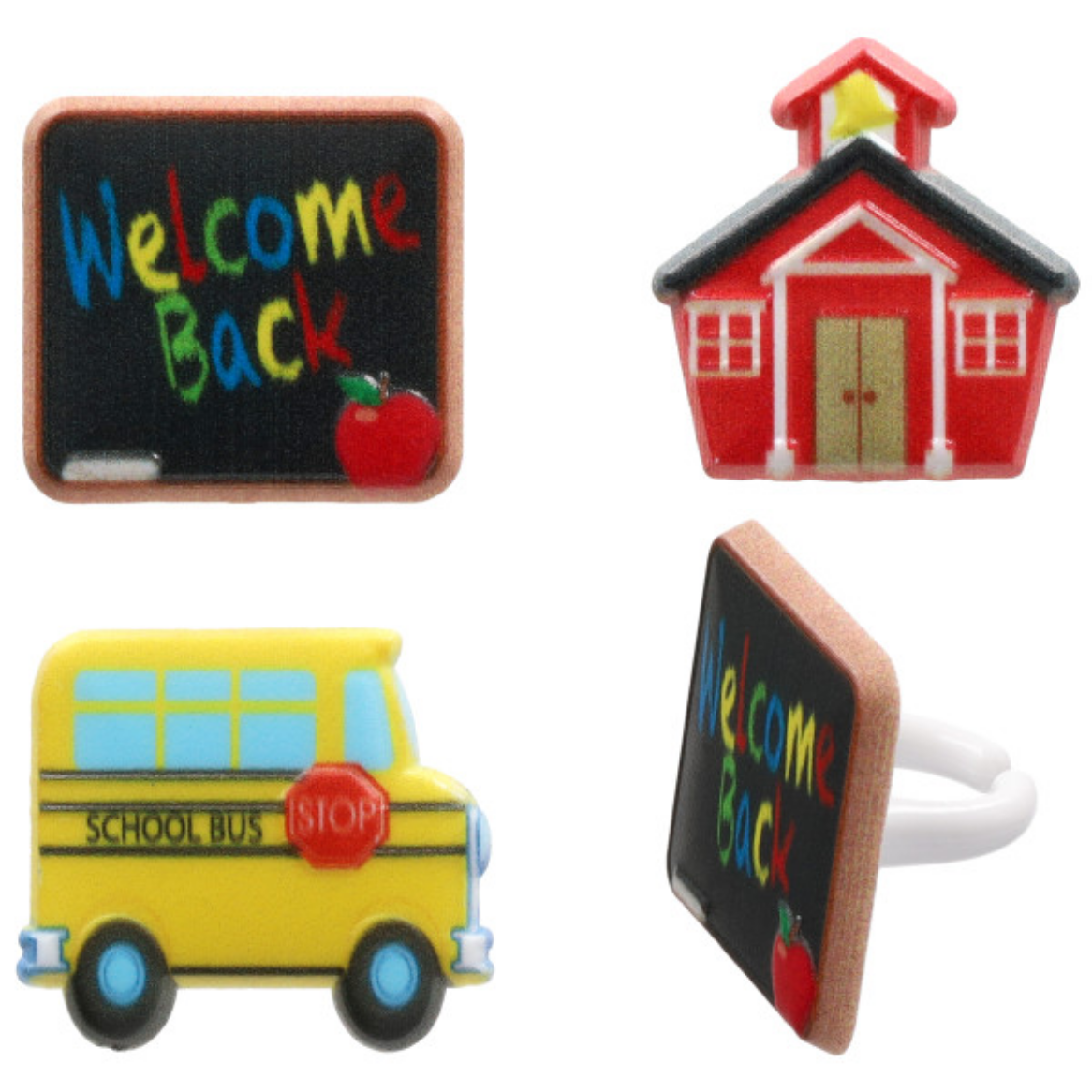 School Icons Cupcake Rings 6 Pcs