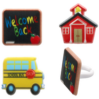 School Icons Cupcake Rings 6 Pcs