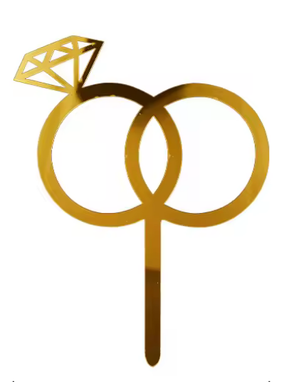 Wedding Rings Gold Acrylic Topper