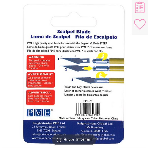 PME MODELLING TOOLS - SPARE SCALPEL BLADES FOR SUGARCRAFT KNIFE PK/5 (32MM */ 1.3”)