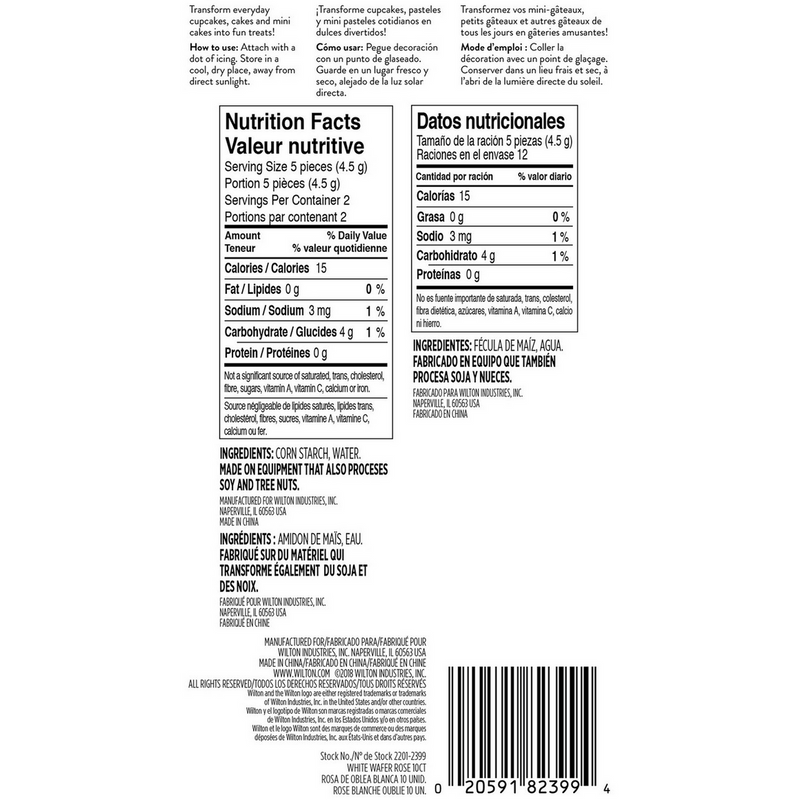 Wilton White Rose Wafer Icing Decorations, 0.35 oz. (10 Pieces)*