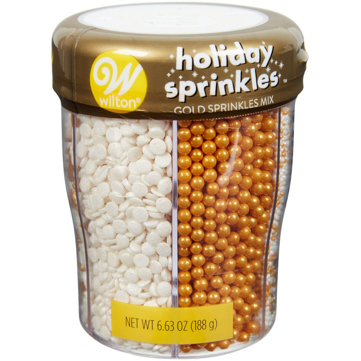 Wilton 6-Cell Gold and White Holiday Sprinkles, 6.98 oz.