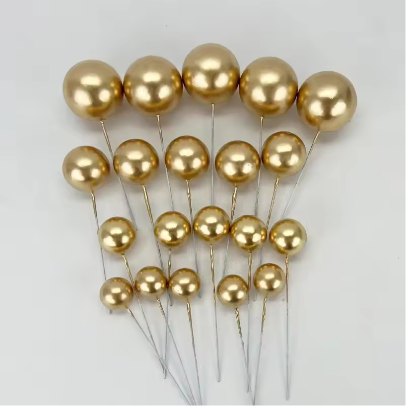 Gold Ball Cake Topper 5 Pcs