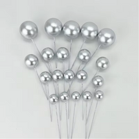 Silver Ball Cake Topper 5 Pcs
