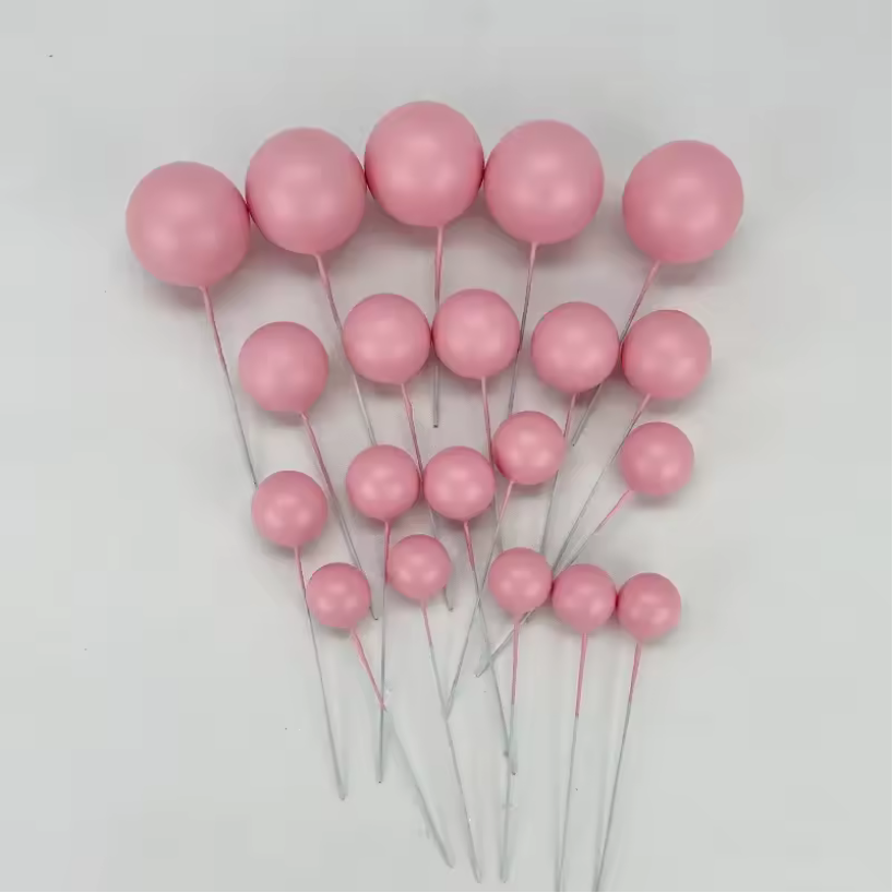 Pink Ball Cake Topper 5 Pcs