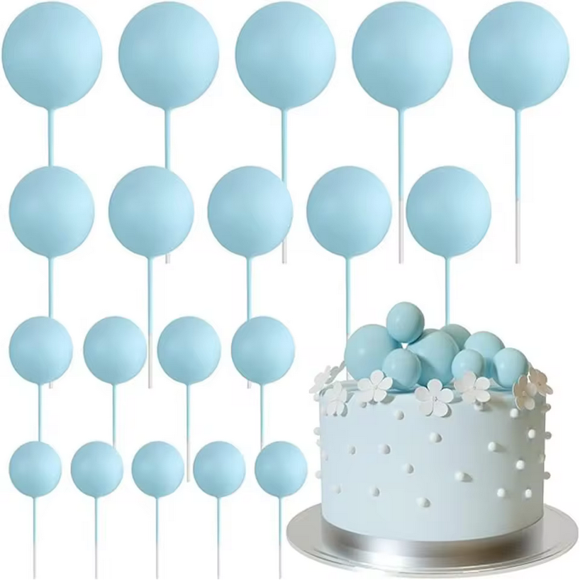 Blue Ball Cake Topper 5 pcs