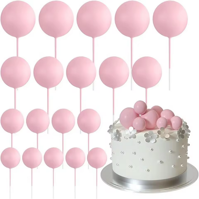 Pink Ball Cake Topper 5 Pcs