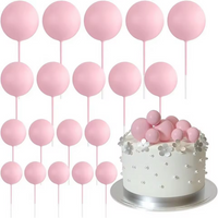 Pink Ball Cake Topper 5 Pcs