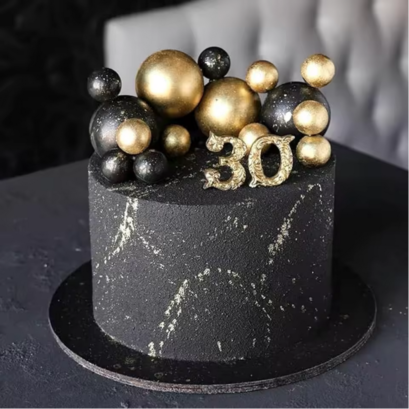 Gold Ball Cake Topper 5 Pcs