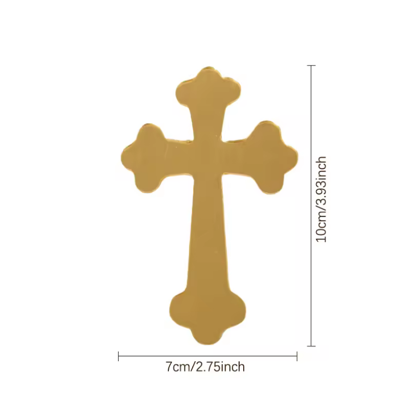 Acrylic Gold Fancy Cross Cake Topper Layon