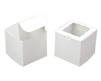 6" x 6" x 6" White/White Lock & Tab Box with Window