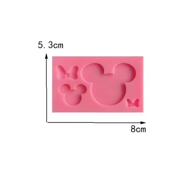 Silicone Mold Minnie Head and Bow 4 Cavity
