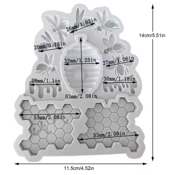 Silicone Mold Honeycomb and Bees