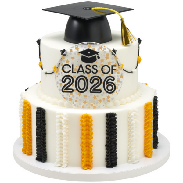 Large Plastic Black Grad Cap Cake Topper