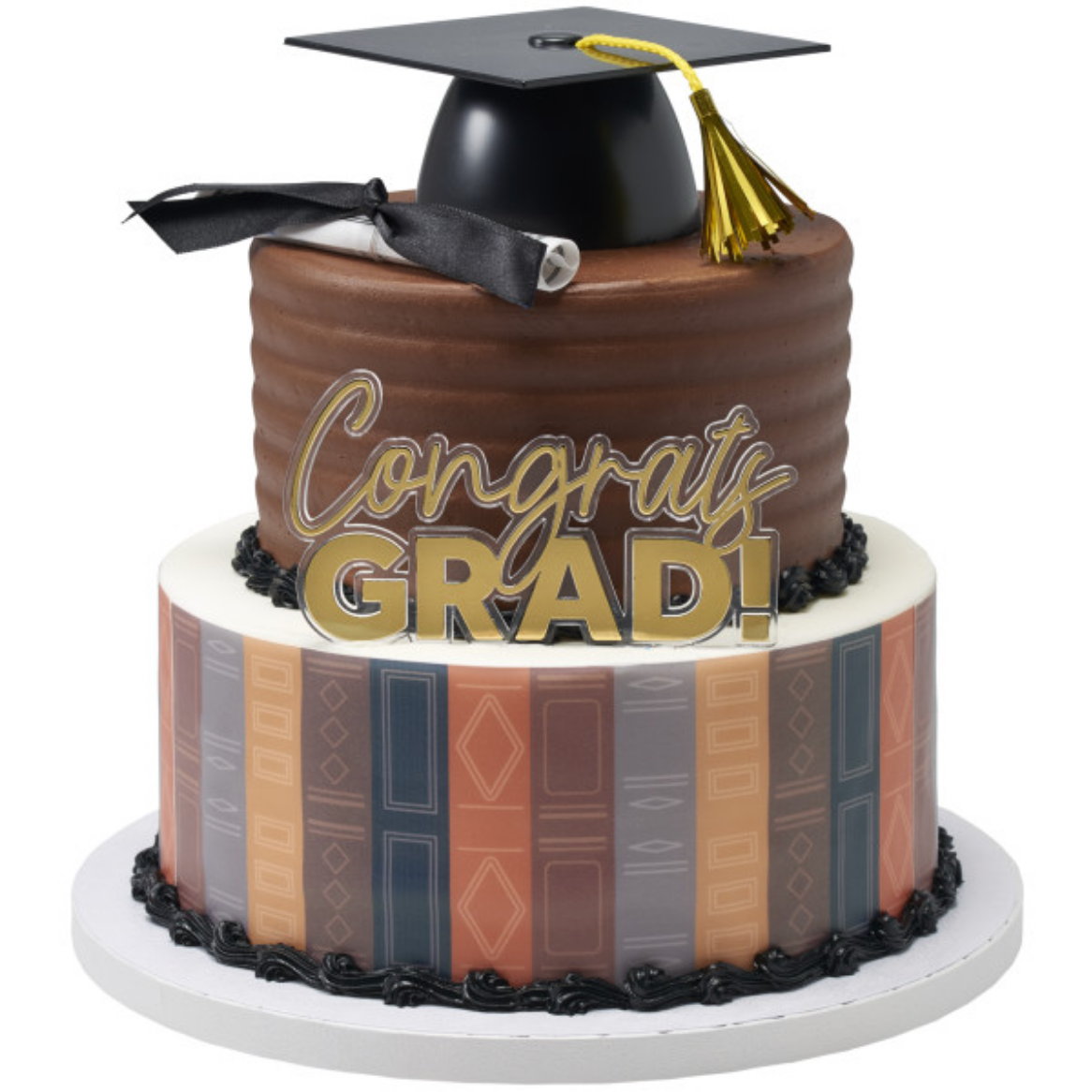 Large Plastic Black Grad Cap Cake Topper