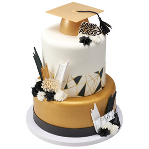 Plastic Gold Grad Cap Cake Topper