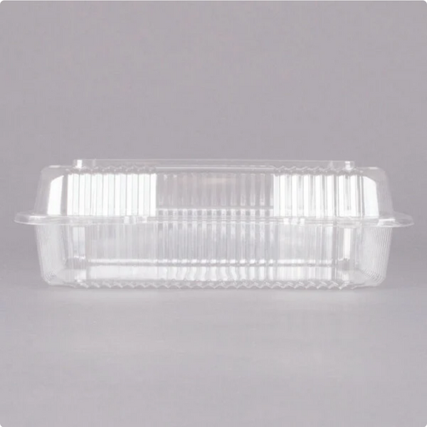 Clear Hinged PET Plastic 9" Medium Oblong Container