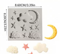 Silicone Mold Moon, Cloud, Stars
