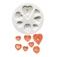 Silicone Mold Fancy Decorative Hearts 7pcs
