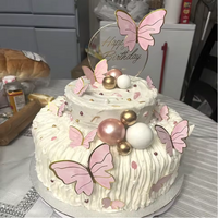 Pink and Gold Butterfly Cake Topper 10 Pcs