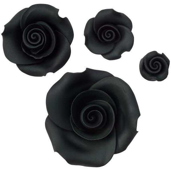 Black Sugar Soft Small Rose 1.0”* - Sweet Life Cake Supply