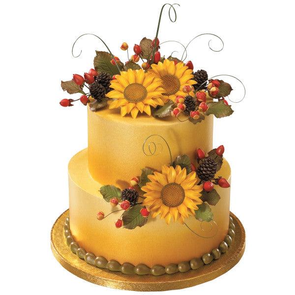 Gum Paste Assorted Fall Flowers Spray- Set of 3 - Sweet Life Cake Supply