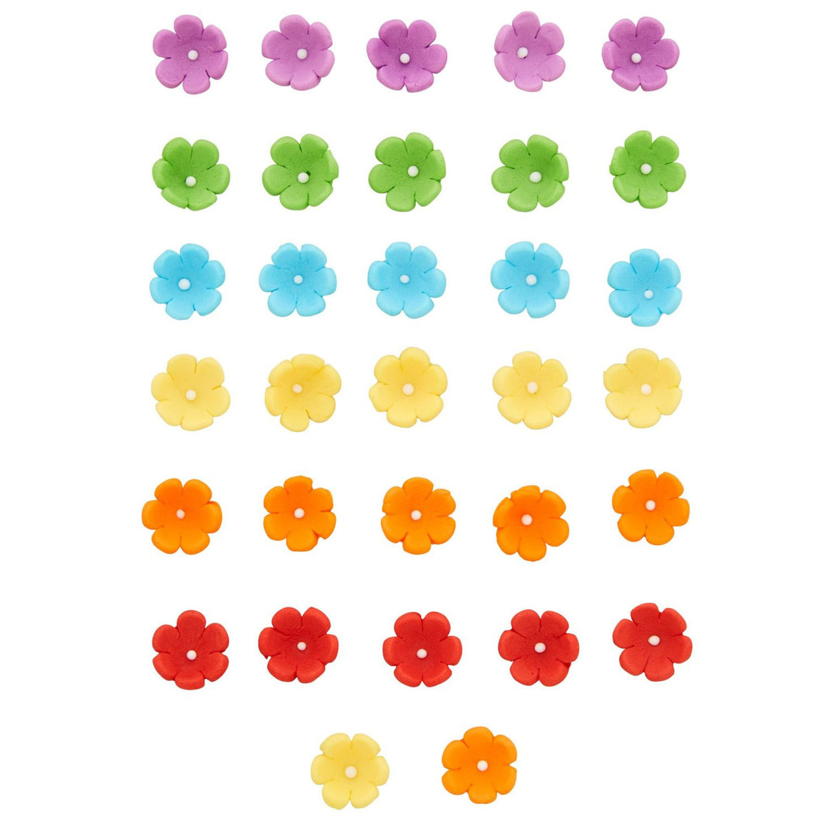 Wilton Mini Daisy Royal Icing Decorations, Rainbow