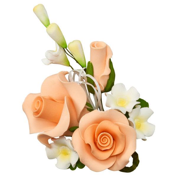 Gum Paste Flowers Peach Trio Rose Spray* - Sweet Life Cake Supply