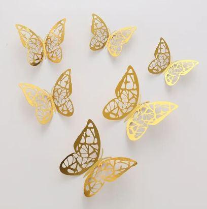 Gold Butterfly Cake Topper 12pcs