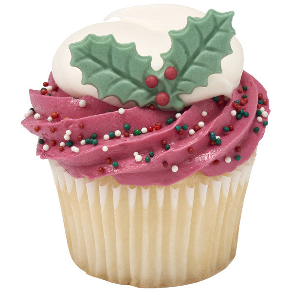 Holly Leaves & Berries 6pcs SugarStyle® Edible Decorations